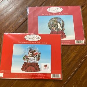 2 NIP‎ Pop Up Snow globe Christmas cards Dogs & Cats NEW
